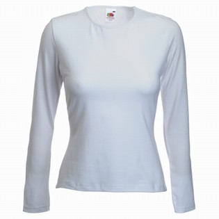 CREW NECK LONG SLEEVE T-SHIRT T WHITE FRUIT OF THE LOOM CREW NECK LONG 110601